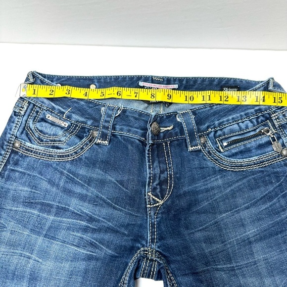 ReRock For Express Jeans Womens 4 Short Blue Denim Skinny Cotton Spandex LA - Picture 11 of 15